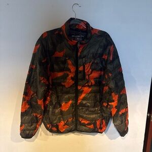 Hawke & Co Men's Camouflage Puffer Jacket - Black and Orange